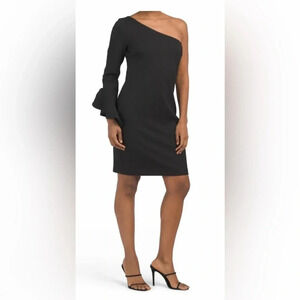 TRINA TRINA TURK Kadinsky One Shoulder Bell Sleeve Cocktail Dress ColorB…